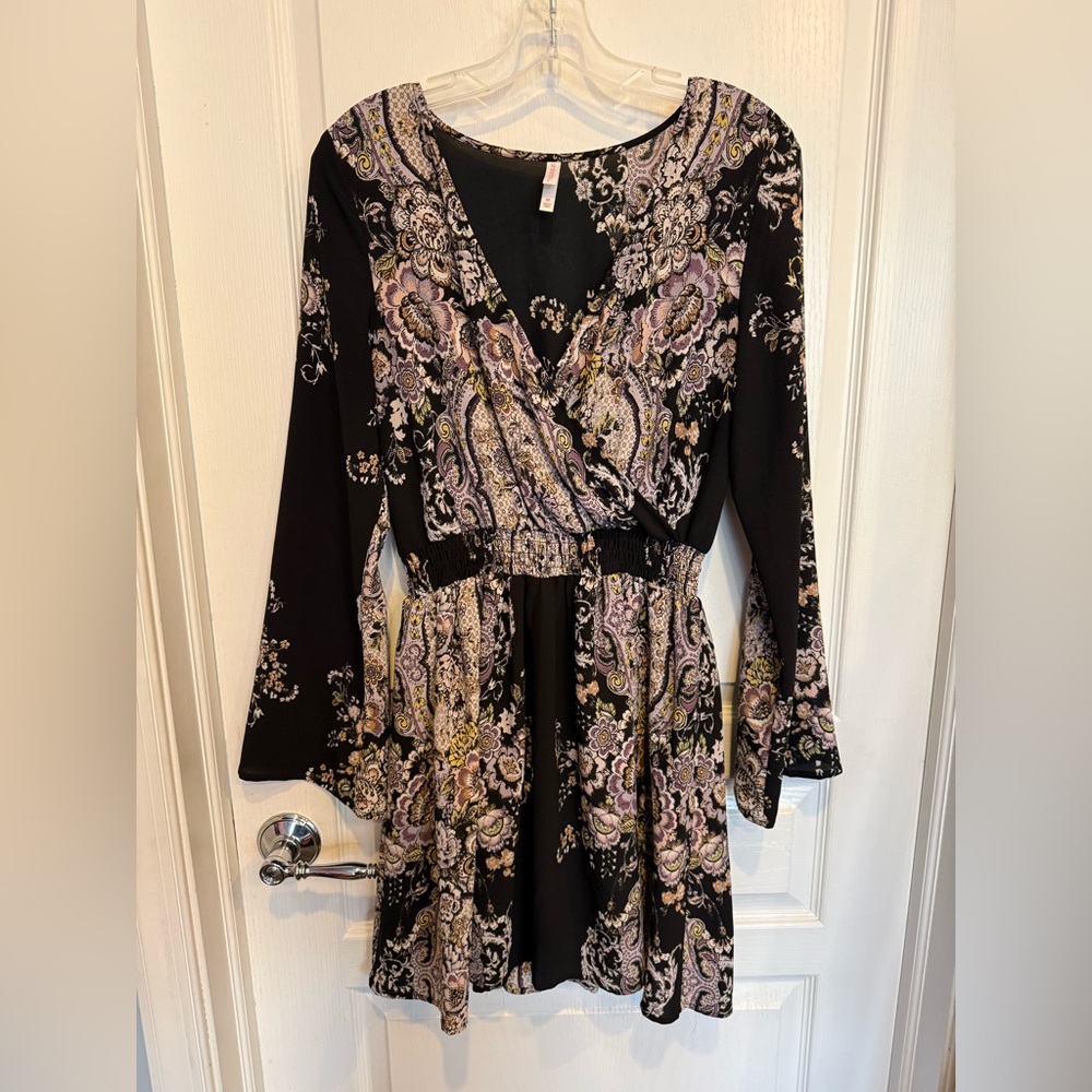 Xhilaration Black and Purple Paisley Dress